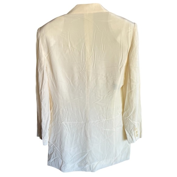 Express Compagnie Internationale 100% Silk Classic Cream Double-Breasted Blazer - Picture 2 of 8